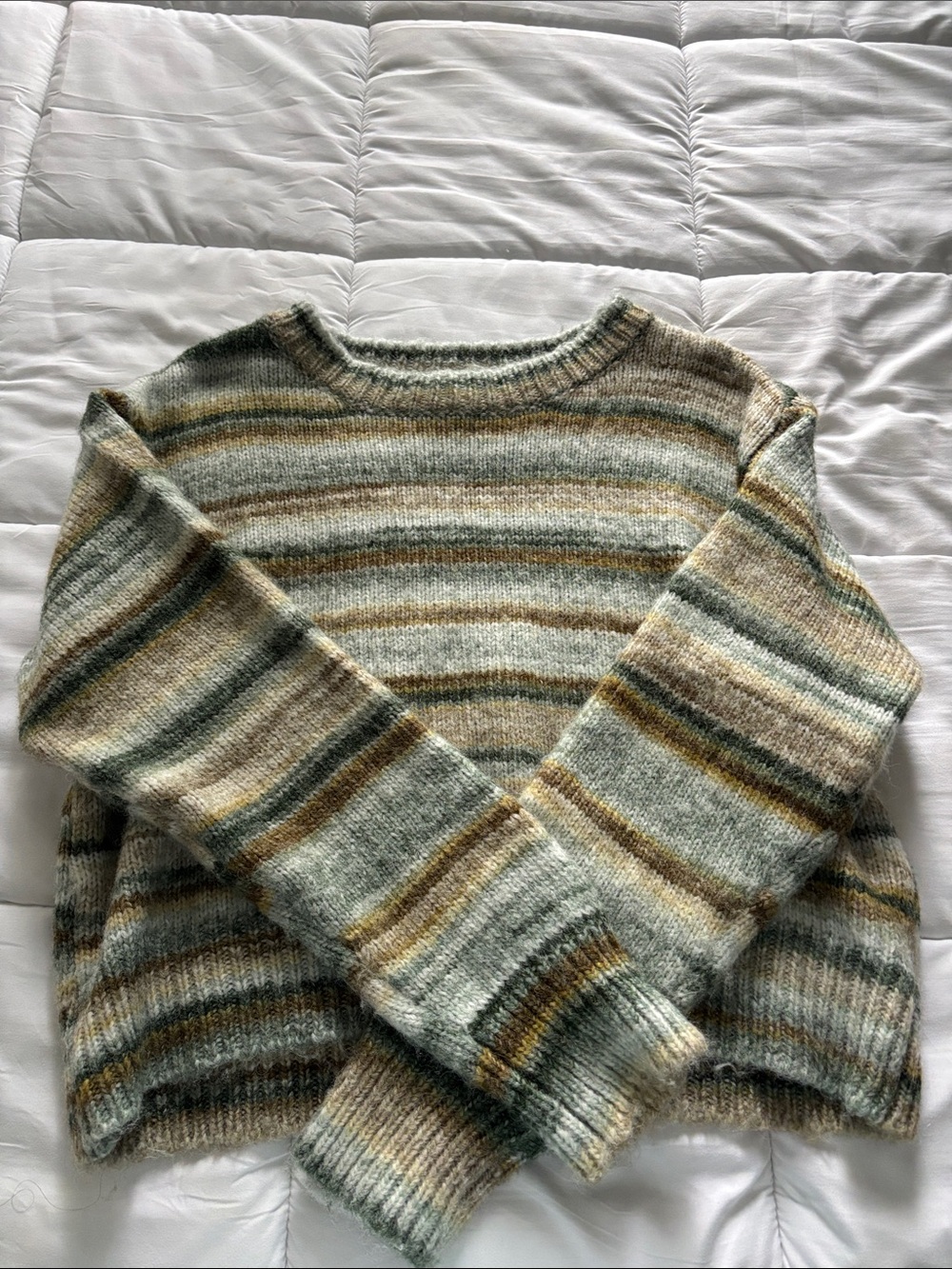 Multicolored green striped sweater
